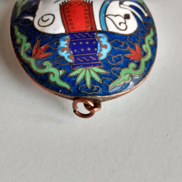 Vintage Cloisonné Enameled Elephant Two-Sided Pendant NO CHAIN SEE DESCRIPTION - Picture 7 of 7